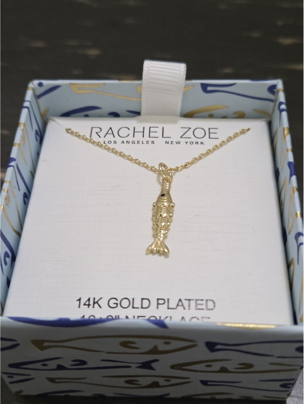 Sterling Silver Rachel Zoe Jewelry 925 Fish Necklace Gold Tone Under The Sea 16”
